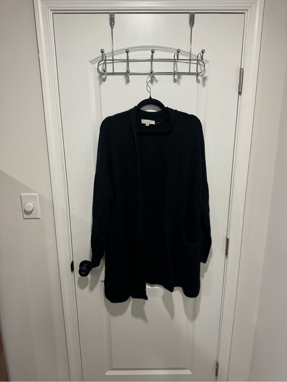 LOFT Black Open-Front Knit Cardigan